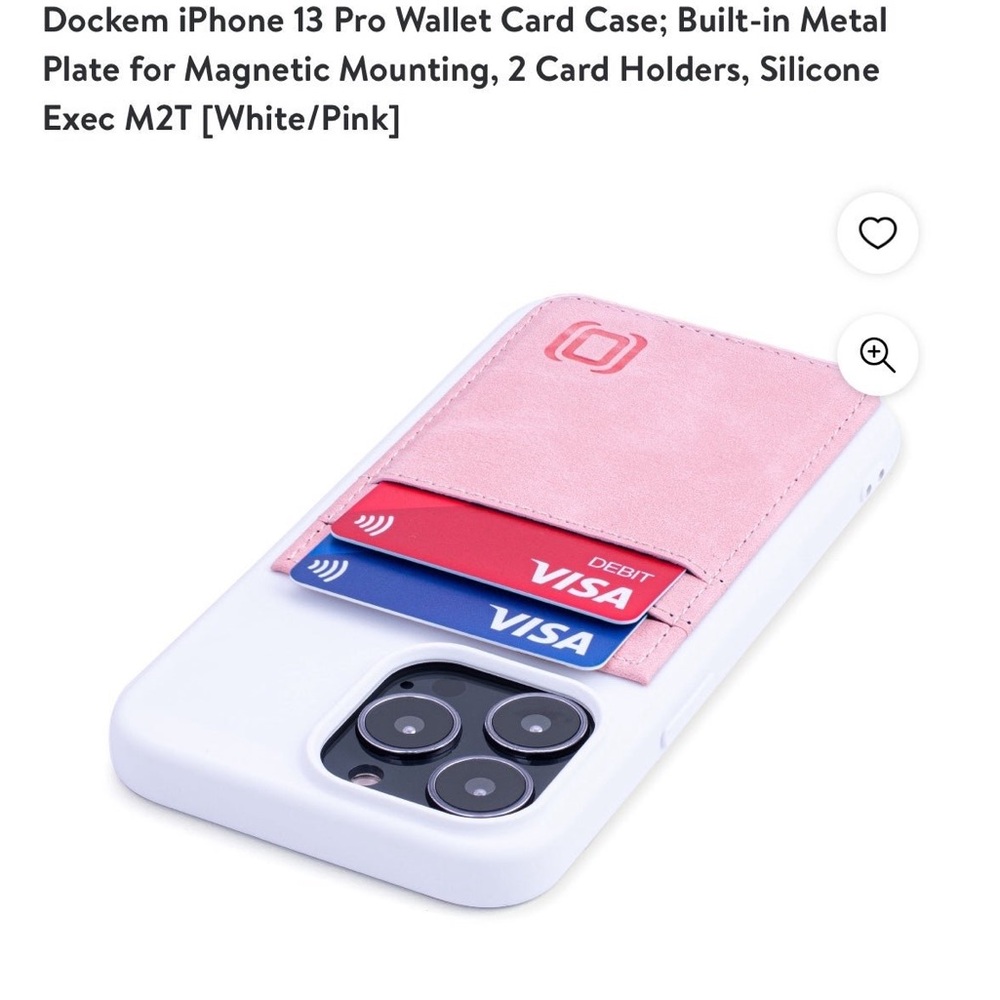 Dockem iPhone 13 Pro Wallet Card Case; Built-in Metal Plate for Magnetic Mountin
